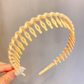 Pale yellow matte wavy headband with non-slip teeth made of lightweight resin material - 23# Wave Comb-Yellow