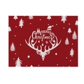 Red Christmas placemat with white reindeer silhouette and Merry Christmas print - CD26-6 (Reindeer Head Silhouette)