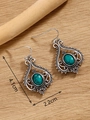 Vintage silver Bohemian drop earrings with turquoise stone, size 4.1cm x 2.2cm - Silver FX723 With Turquoise