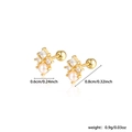 Detail showing 925 silver pearl stud earrings with zircon and dimensions 0.6x0.8cm - Gold Pearl Geometric Style (KE22311)