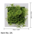 Square wall decor with white frame and lush 15cm artificial green succulent plants - Style 3A