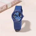 Dunkelblaue Camouflage-Quarzuhr für Schüler mit minimalistischem Harzarmband und Zifferblatt - Blau