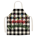 Black and white buffalo plaid Christmas apron with reindeer antlers and merry christmas text - Style 19/Black White Plaid Lights