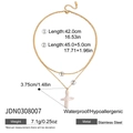 Detailed dimension chart of double layer stainless steel necklace with pearl cross pendant - JDN0308007 Double Layer Cross Pearl Necklace