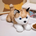 Brown and white realistic husky plush toy with blue eyes and soft faux fur texture - Tan / 30cm