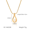 Dettaglio ciondolo perla a goccia con catena dorata 39cm+5cm e specifiche misure - Stile Perla a Goccia d'Oro (HC-N40198)
