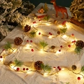 Kerst LED verlichting met dennennaalden, rode bessen en paddenstoelen voor decoratie - Kerst Dennenappel Paddestoel Stijl 2m 10 LEDs