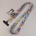 Adjustable crossbody phone lanyard with colorful ethnic totem pattern and gold buckle - Nautical Log