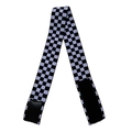 Elastic wig grip band featuring purple and black checkerboard pattern with velcro closure - Checkered Black White