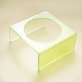 Translucent neon green acrylic pet bowl stand with durable single hole elevated design - Green Gradient Single Rack