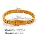 Women's gold stainless steel buckle bracelet with 7mm width and 18cm circumference - Women's (SL16) / 18cm x 7mm / Gold