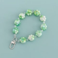 Cute green cat paw bead keychain with transparent floral accents and metal swivel clasp - Green Paw Style (B345-4)