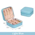 Light blue faux leather travel jewelry box with zipper and necklace hooks, 10x5cm - 10*10*5cm / Light Blue