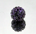 Macro shot of 8mm purple clay bead with faceted black rhinestones for jewelry making - Dark Purple