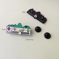 Sliding weather mood enamel brooch with purple base and green mountains in enamel finish - Mountain Emoji