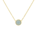 Gold plated stainless steel necklace with a round pendant set with light blue crystals - December Lake Blue - Gold