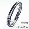 12mm zweifarbiges Edelstahl-Panzerarmband für Herren in Schwarz und Silber - Mattschwarz (Breite 12mm)