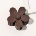 Macro shot of dark brown matte flower hair claw with durable plastic grip teeth - Matte Flower Hair Clip - Dark Coffee