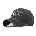 Cappellino da baseball grigio scuro lavato con ricamo rosso #1 Bike Race, vista laterale - Regolabile / Nero
