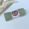 Olive green pleated wrinkle cotton scarf shawl with handmade vintage texture - Style #32