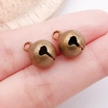 Pair of antique bronze metal ball bells with top ring for DIY jewelry making and crafts - 10mm / Bronze