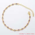 Detail of gold bracelet with purple round crystals, width 4mm, lobster clasp and extender - Bracelet / Gold / Purple Zirconia