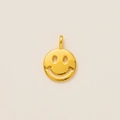 Ciondolo smiley traforato placcato oro con texture metallica circolare per gioielli - Faccina sorridente