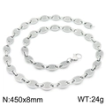 Silver stainless steel pig nose link chain necklace with lobster clasp 450x8mm - Style B Steel Color Necklace 45cm (KN228776-Z)