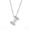Polished silver capital letter I pendant necklace with a minimalist fine bead chain style - Silver - I