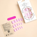 Detail of pink glossy press-on nail kit with 24 tips, file, and adhesive instructions - Glossy Light Pink Style (XL-52-10)