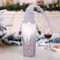 Christmas gnome wine bottle cover with grey felt, long white beard and knit pointed hat - Grey Style (G-JT14)