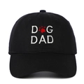 Berretto da baseball nero in cotone Dog Dad con ricamo zampa rossa e stile casual dad - Taglia unica / Nero