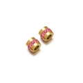 18k vergoldete Edelstahl-Abstandsperle mit rosa Strasssteinen für DIY-Armbänder - Gold-Rosa Strass
