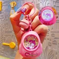 Pink Sanrio My Melody glowing keychain with a bell and translucent heart charm - Glowing Mini Backpack-Pink Rabbit