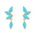S925 silver needle stud earrings with blue teardrop zircon stones in a gold finish - Blue Turquoise