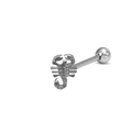 Silver scorpion tongue ring piercing made of medical steel with a polished metal finish - Silver Scorpion