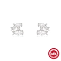 S925 sterling silver fish stud earrings with sparkling white cubic zirconia stones - Small Fish / Silver