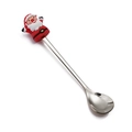 Stainless steel Christmas spoon featuring a red silicone Santa Claus handle figurine - Santa Claus Spoon / Original Silver