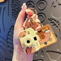 Cute Capybara camera keychain with cartoon pattern and decorative square charm - Capybara Cartoon Camera-Style A