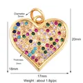 Gold plated brass heart pendant with colorful micro-pave stones and basic ring bail - M184510 Colorful Rhinestone Heart Gold