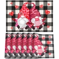 Valentine's Day linen placemats set of 6 with gnome and buffalo plaid heart design - QL-CDO6 (Set of 6 Gnomes and Hearts) / 30*45cm