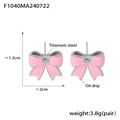 Orecchini a fiocco rosa in acciaio al titanio placcato oro 18k con finitura smaltata - Argento Rosa