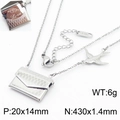 Collana a busta argento con rondine e incisione Love in acciaio k18 di alta qualità - Collana Colore Acciaio - Stile Busta Rondine