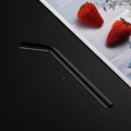 Black 304 stainless steel bent straw 15cm with dimension markers and lifestyle props - Black (Curved) 6*215mm