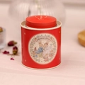 Red tinplate storage canister with rabbit wedding illustration and Forever Love text - Rabbit Wedding