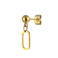 Titanium steel stud earring in gold finish with ball top and rectangular hollow pendant - Rectangular Minimalist Style (No. 13) / Gold