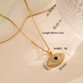18K gold Evil Eye pendant necklace with white micro zircons and dark blue center stone - Gold (Eyes 2485)