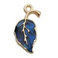 Gold-trimmed blue leaf enamel charm for DIY jewelry making and handmade accessories - 1 Piece/Pack (12x20mm)