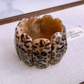 Chic leopard print wide resin bangle with amber brown texture and elastic wave design - Amber Leopard Square Slice Style (61# Bangle - Coffee)