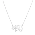 Minimalist stainless steel origami hedgehog necklace with geometric hollow pendant - Hedgehog / Steel